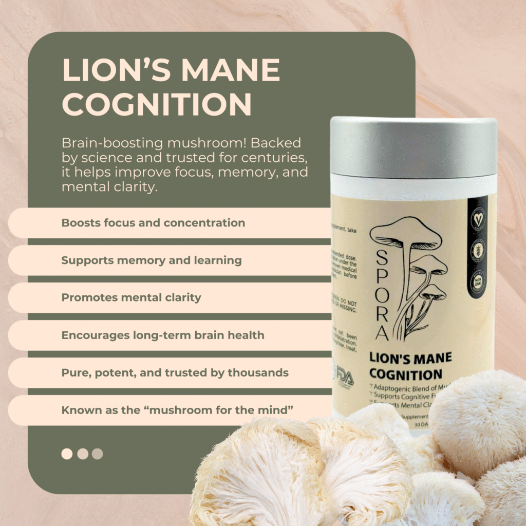 lion's mane cognition 100% organic supplement